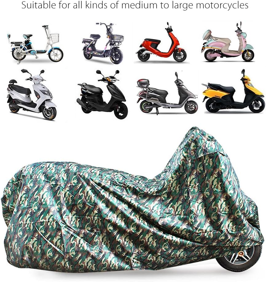 LotFancy Motorcycle Cover - All Weather Deluxe Waterproof Bike Tarp for Scooter Moped Cruiser etc.