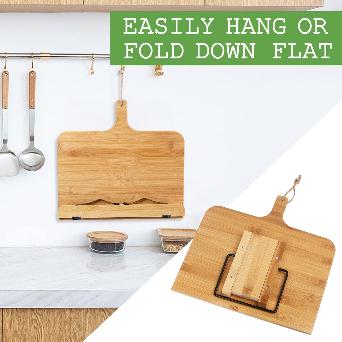 LotFancy Cookbook Stand, 13.4” x 9.5” Adjustable Foldable Book Holder