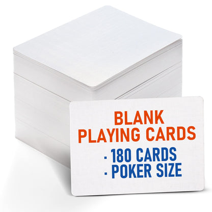 LotFancy Blank Playing Cards, 180PCS White Blank Index Flash Cards to Write on, Printable, Study Learning Cards, DIY Gift Card, Game Cards, Matte Finish, Poker Size, 2.5" x 3.5"
