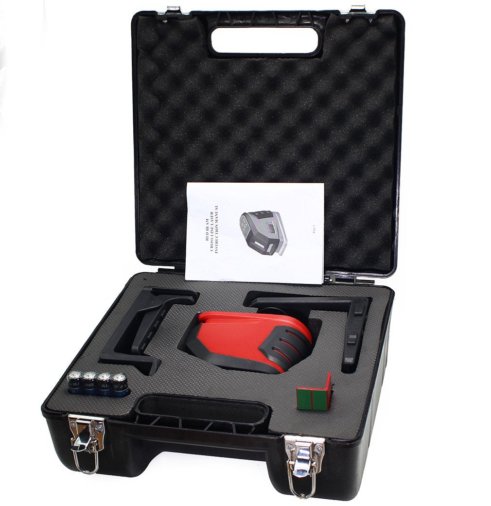 LotFancy Self-Leveling Cross Line Laser Level Kit with Case, Range 65 Ft., Accuracy 1/4 Inch at 100Ft., Ideal for Construction, DIY, Craftsmen and Professional Use