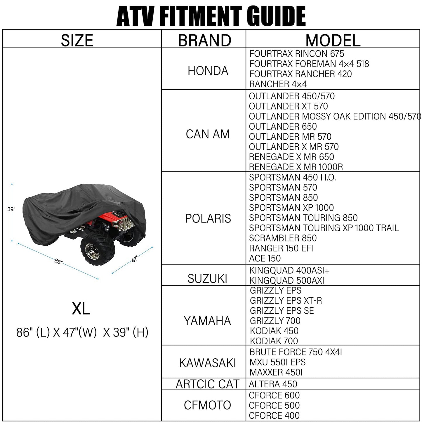 LotFancy All Weather ATV Cover, Waterproof Dust Sun Wind Proof Outdoor ATV UV Cover, Durable Quad Storage Protection