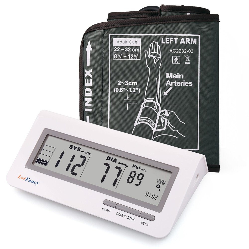LotFancy FDA Approved Auto Digital Arm Blood Pressure Monitor,Large LCD Display,Irregular Heartbeat Detection, 60 Records,Average Latest 3 Records