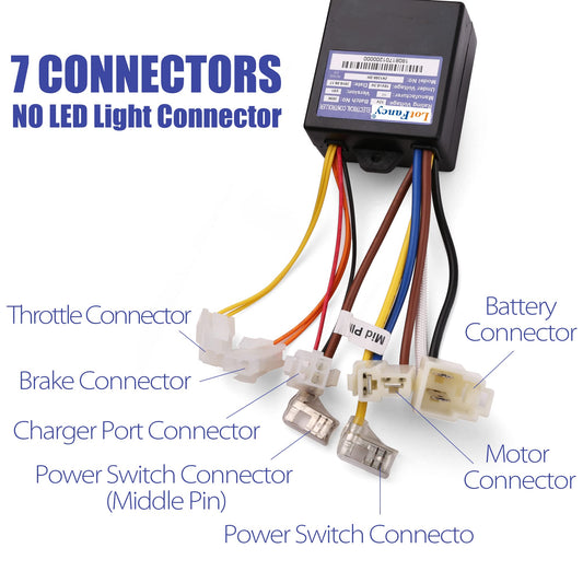 LotFancy 12V Controller with 7 Connectors for Razor Power Core 90(V1+), E90(V1 - V2+), E95(V1+), Model No: ZK1200-DH