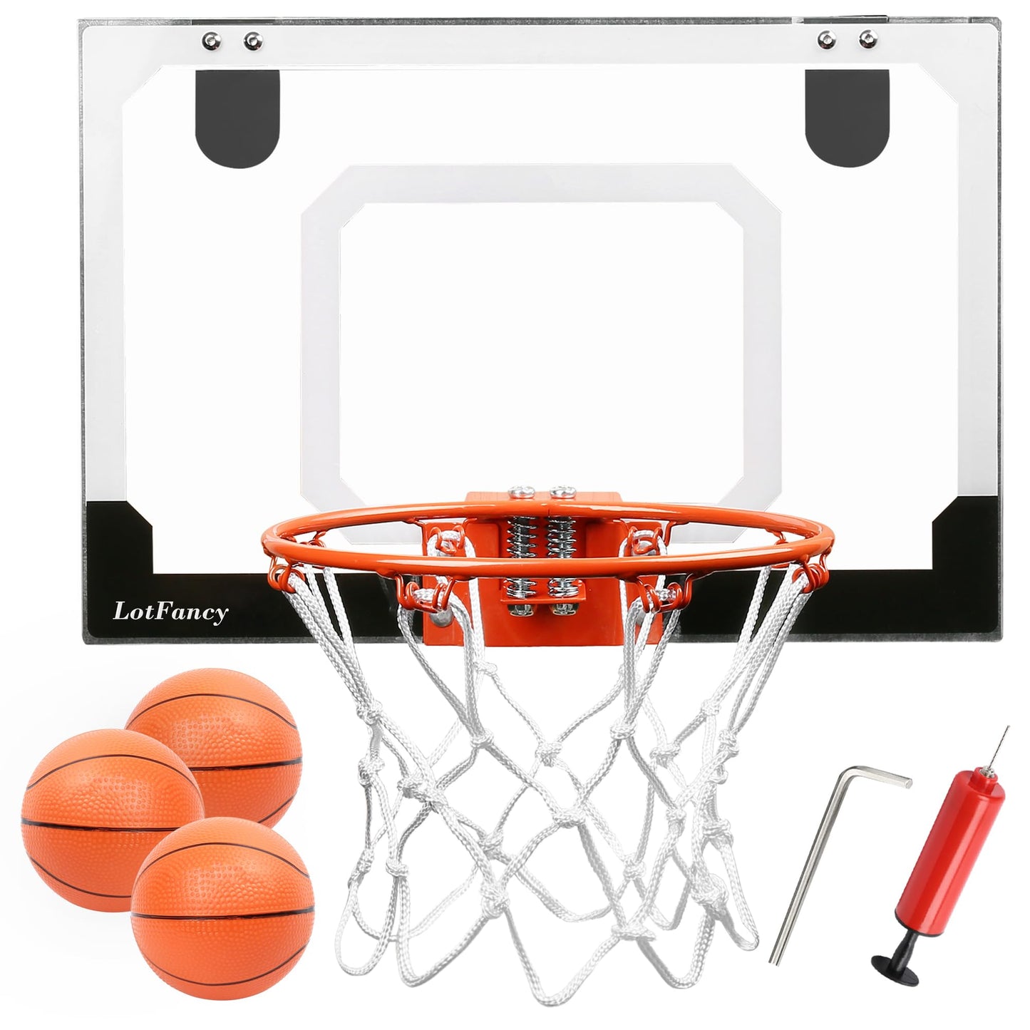 LotFancy Mini Basketball Hoop, 18 x 12'' Basketball Hoop Indoor for Kids Adults, Shatter Resistant Backboard with 3 Balls, Complete Accessories Included