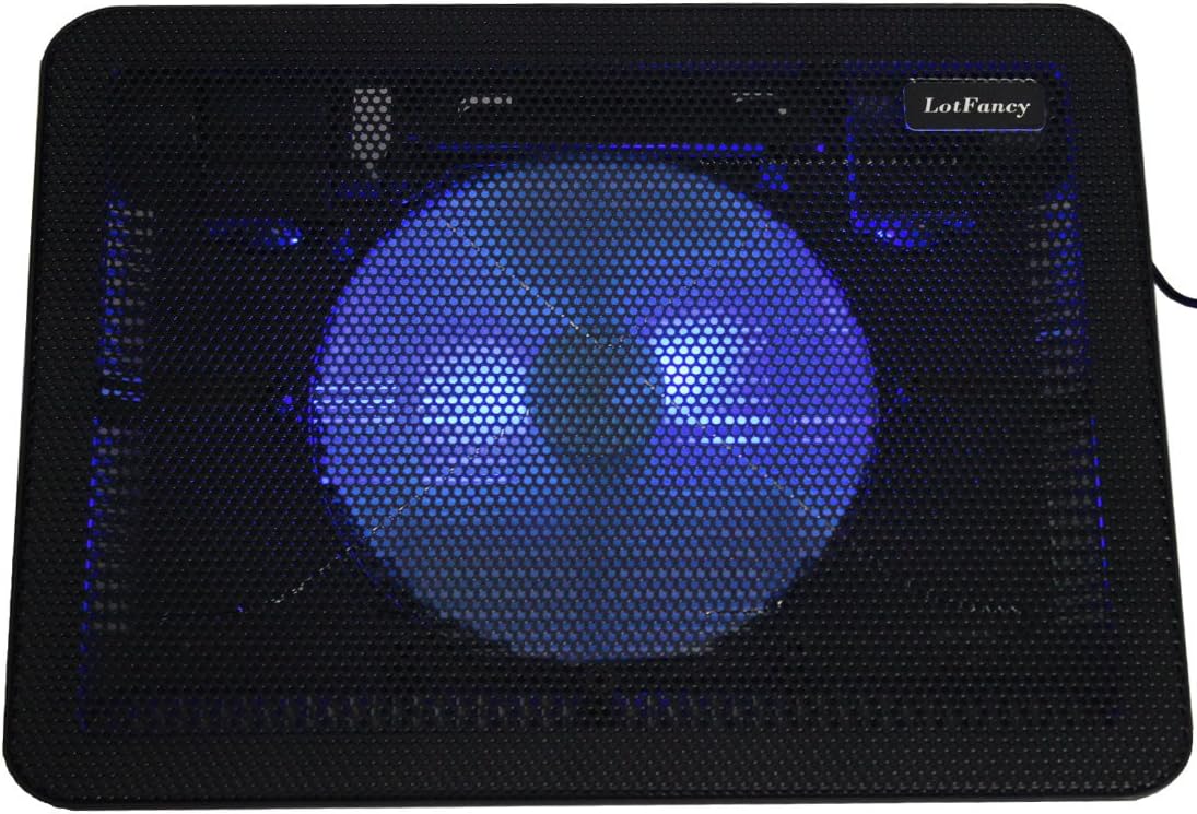 LotFancy Laptop Cooling Pad - Notebook Cooler with Extra USB - Chill Mat for 13-15 Inch Computer, Ultra Thin & Portable (1 Fan)