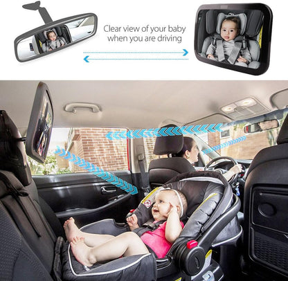 LotFancy Baby Car Mirror, Shatterproof Backseat Mirror, Crystal Clear View of Infant in Rear Facing Car Seat, 360° Adjustable View, Safe, Secure, Non-glass