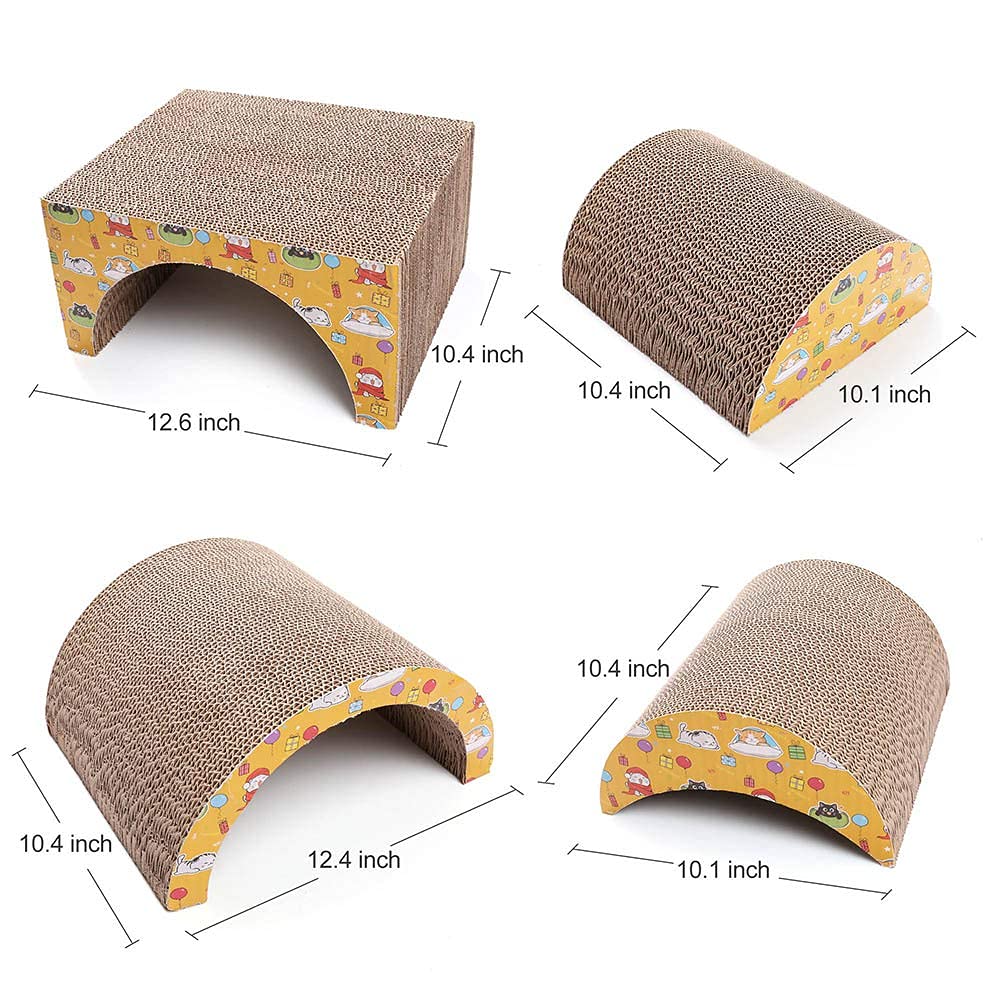 Prime Pets Cat Scratcher Cardboard Lounge, Removable Cat Scratching Couch with Catnip and Ball Toys, Reversible Corrugated Cat Scratch Board Sofa Bed for Cats Kitty Kitten