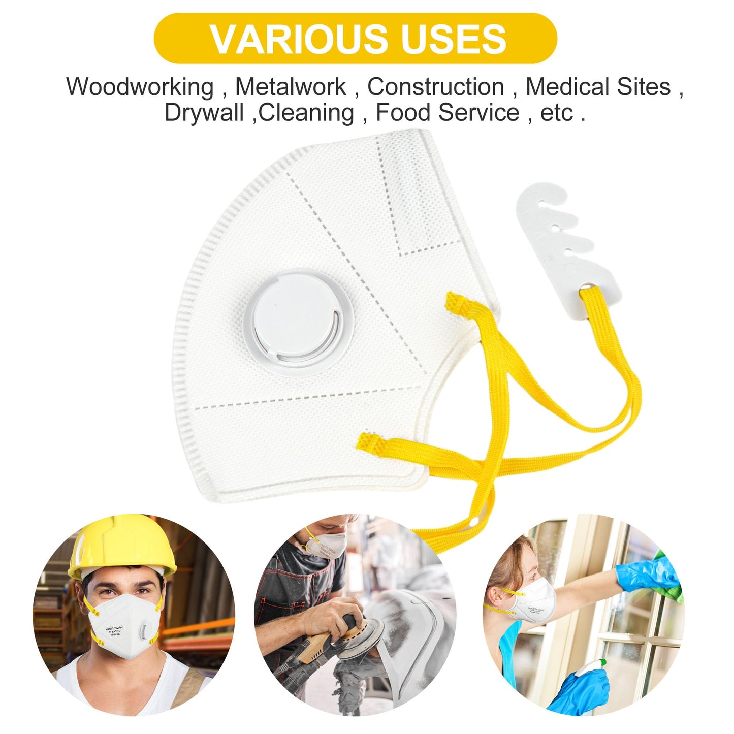 LotFancy N95 Mask, 20PCS, NIOSH Particulate Respirator with Breathing Valve, N95 Face Mask for Construction, Cleaning, Disposable Air Filter Masks against Dust, Pollution, Particle, Smoke