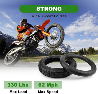 LotFancy 3.00-12 Dirt Bike Tire & Inner Tube Set, 80/100-12 Knobby Tire for Motocross, Dirt Bike, Off Road, Trail Motorcycle, Heavy Duty Front or Rear Tire Replacement with TR87 Valve Stem
