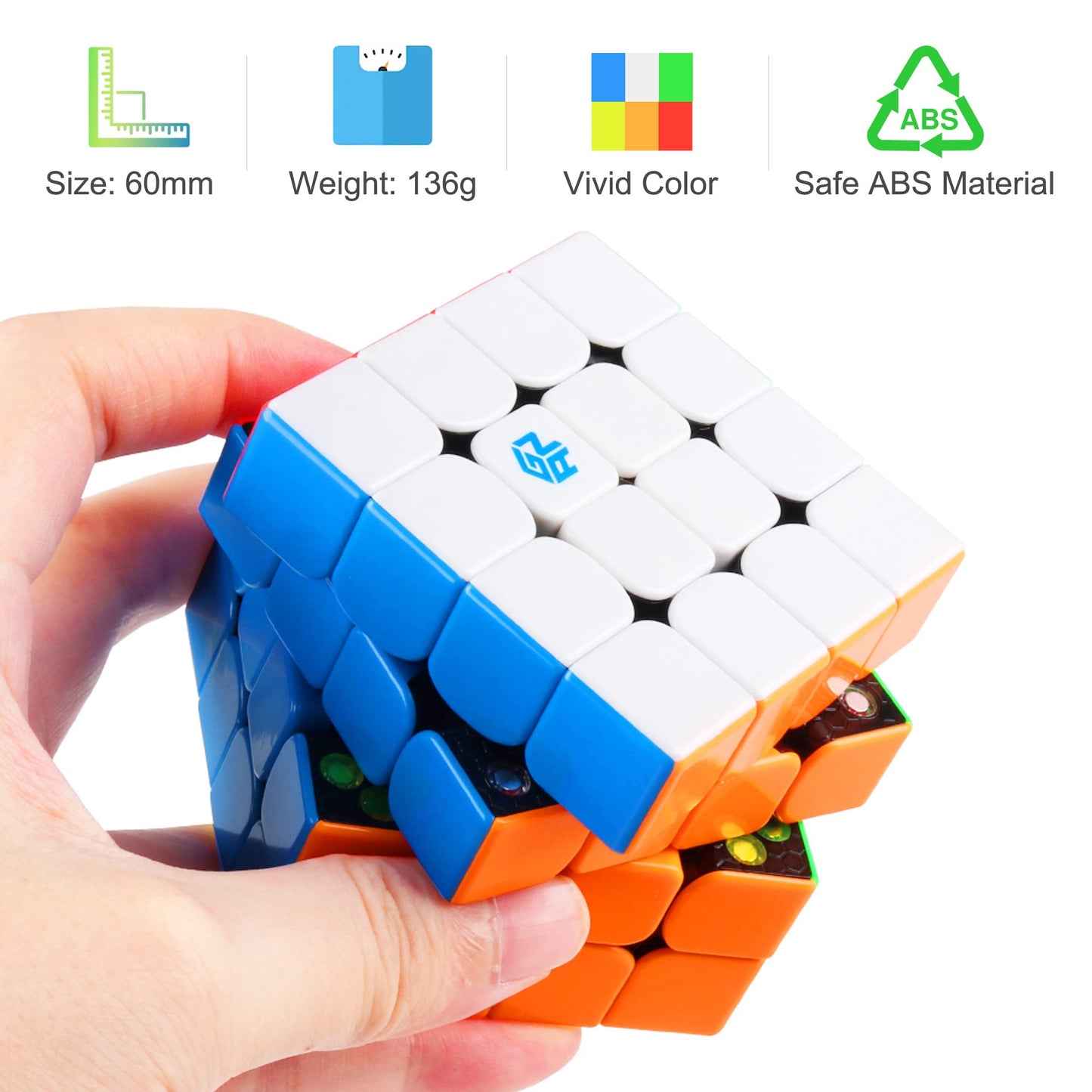 GAN 460 M, Gan 4x4 Magnetic Speed Cube, gan 460 m 4 by 4 Stickerless Puzzle Toy for Kids and Adults