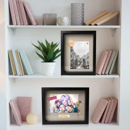 LotFancy Black Shadow Box Wood Frame with Soft Linen Back，Shatter-Resistant Glass. 10 Thumbtacks Included