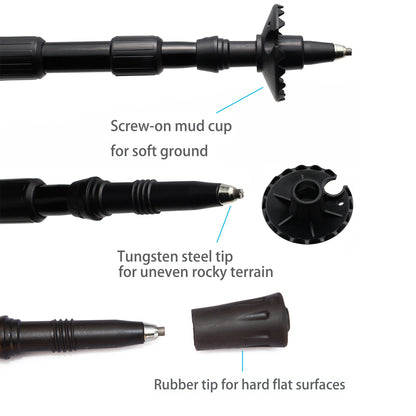 LotFancy Trekking Poles - Ultralight Walking Hiking Sticks, Adjustable Trail Poles for Women Men