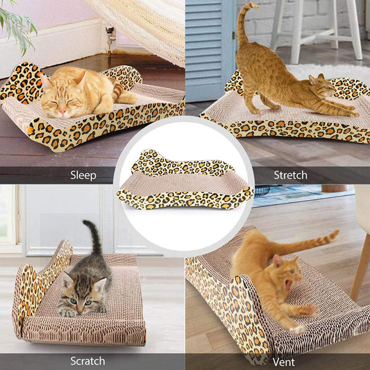 Prime Pets Cat Scratcher Couch, Recycle Corrugated Cat Scratcher Cardboard Bed, Cat Scratching Lounger Sofa