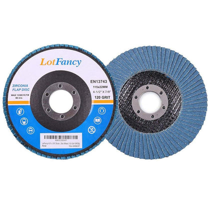 LotFancy 120 Grit Flap Disc, 4.5 Inch Sanding Grinding Wheels, 10PCS Zirconia Alumina Abrasive