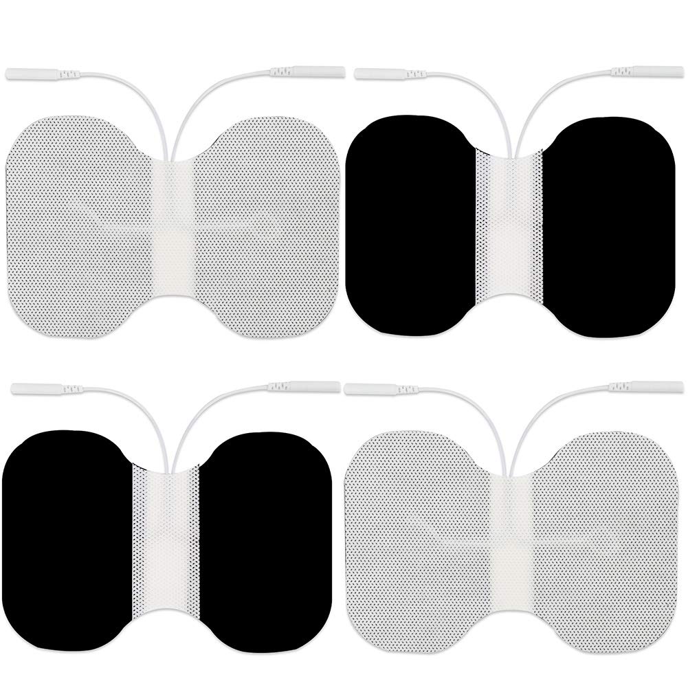 LotFancy TENS Unit Replacement Pads, 4PCS 4.3” x 6” Adhesive Electrode Pads for Electrotherapy, EMS Muscle Stimulation Machine, Butterfly Shape