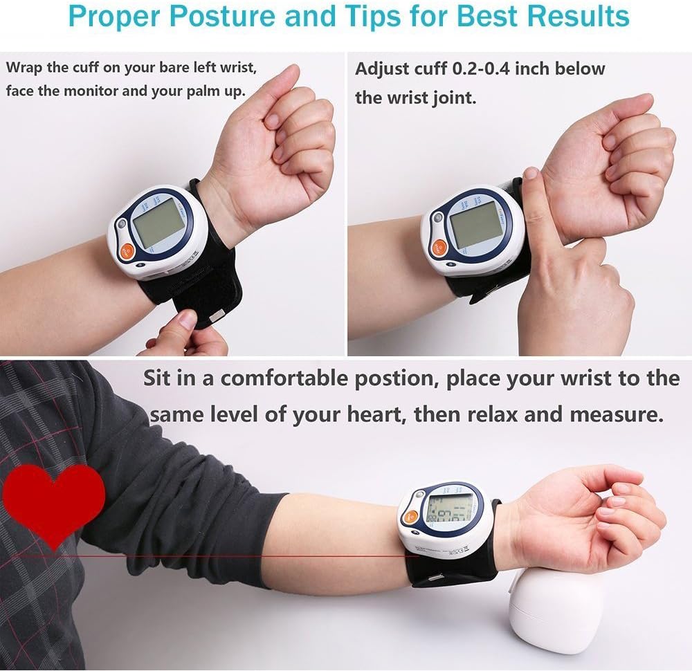 LotFancy Wrist Blood Pressure Monitor, Wrist BP Cuff (5”-8”), 60 Reading Memory, Automatic Digital Blood Pressure Machine, Home BP Gauge for Irregular Heartbeat Detection PMT