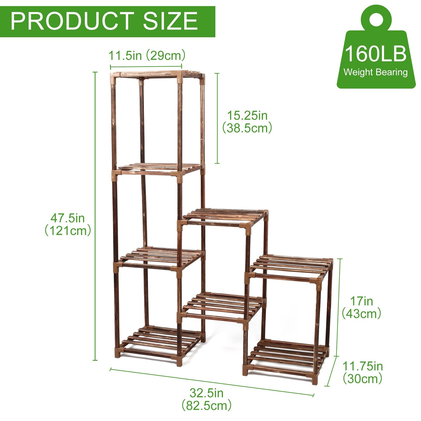 LotFancy Plant Stand Indoor Outdoor, Large Tall Wood Plant Shelf for Multiple Plants, Plant Display Rack Flower Stand for Living Room Patio Corner Balcony Office