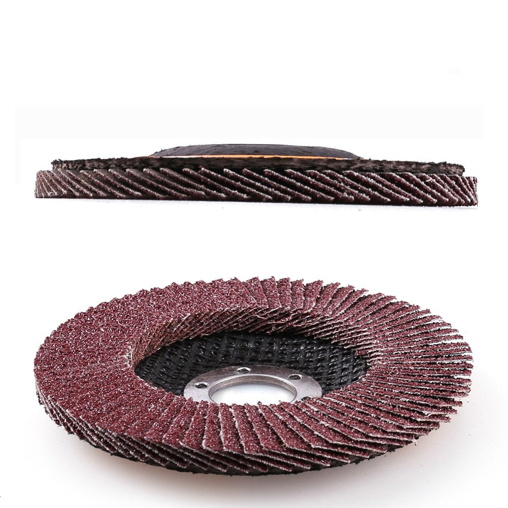 60 Grit Flap Discs - 10PCS 4.5” x 7/8” Sanding Grinding Wheels by LotFancy, Aluminum Oxide Abrasive, Type #27