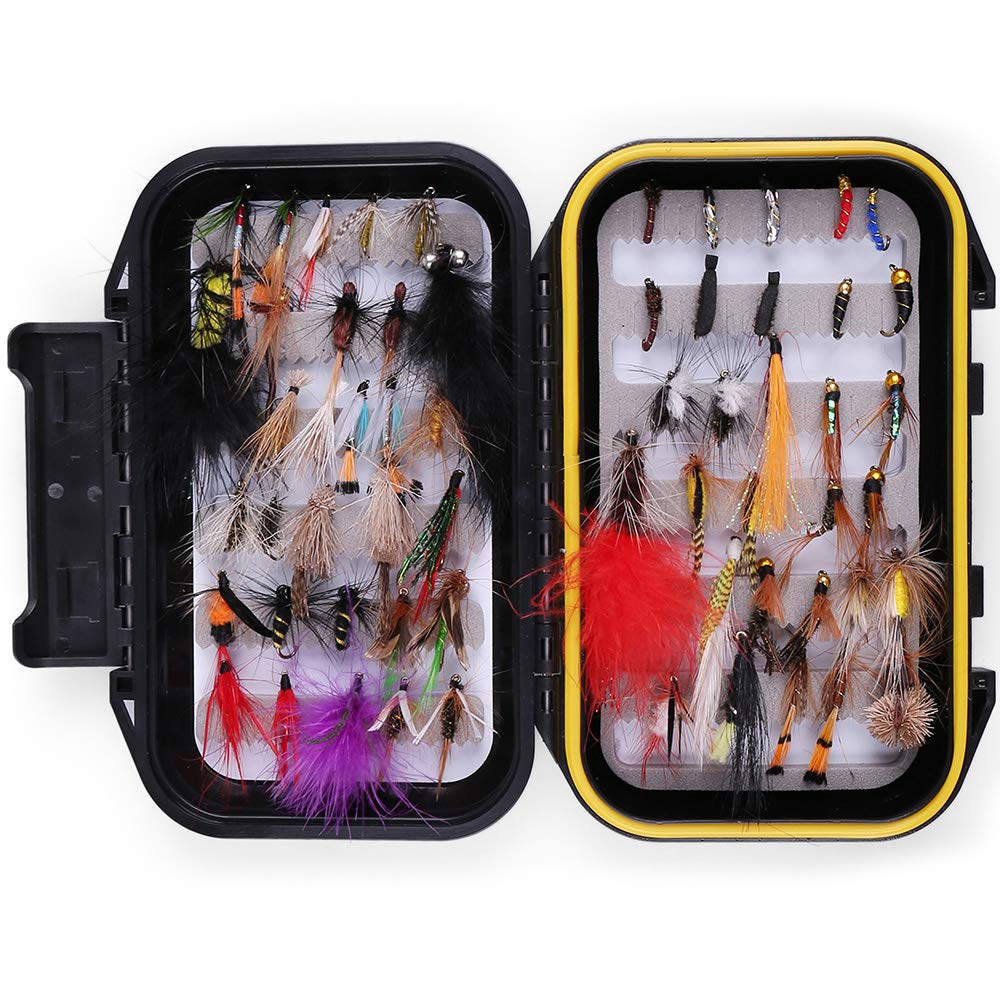LotFancy Fly Fishing Lures Kit with Tackle Box, Dry/Wet Flies,Nymph Flies, Wooly Bugger Flies, Streamers, Emergers, Caddis Fly Assortment for Trout Bass Salmon