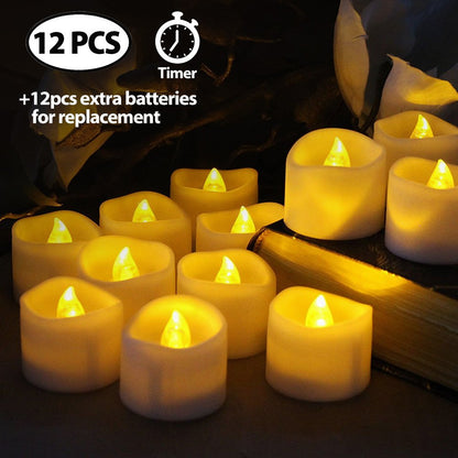 LotFancy Flameless Flickering Candles - Battery Operated Bright LED Tealight Candles Set - Electric Realistic Votive Candles, Warm White, Unscented, Pack of 12