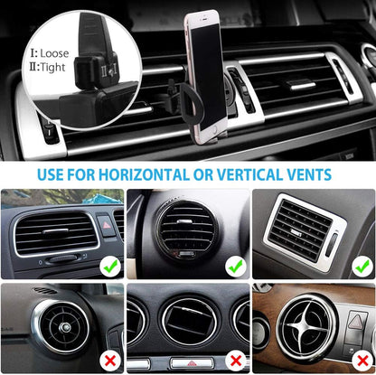 LotFancy Air Vent Car Phone Mount, Universal Cell Phone Holder with 360°Rotation, Mobile Phone Car Mount Cradle with One Touch Design Compatible with Phone 11 Pro Max/XR/XS Max/XS/X/8/8 Plus/7