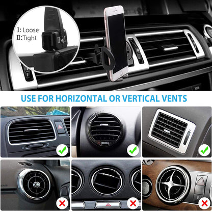 LotFancy Air Vent Car Phone Mount, Universal Cell Phone Holder with 360°Rotation, Mobile Phone Car Mount Cradle with One Touch Design Compatible with Phone 11 Pro Max/XR/XS Max/XS/X/8/8 Plus/7