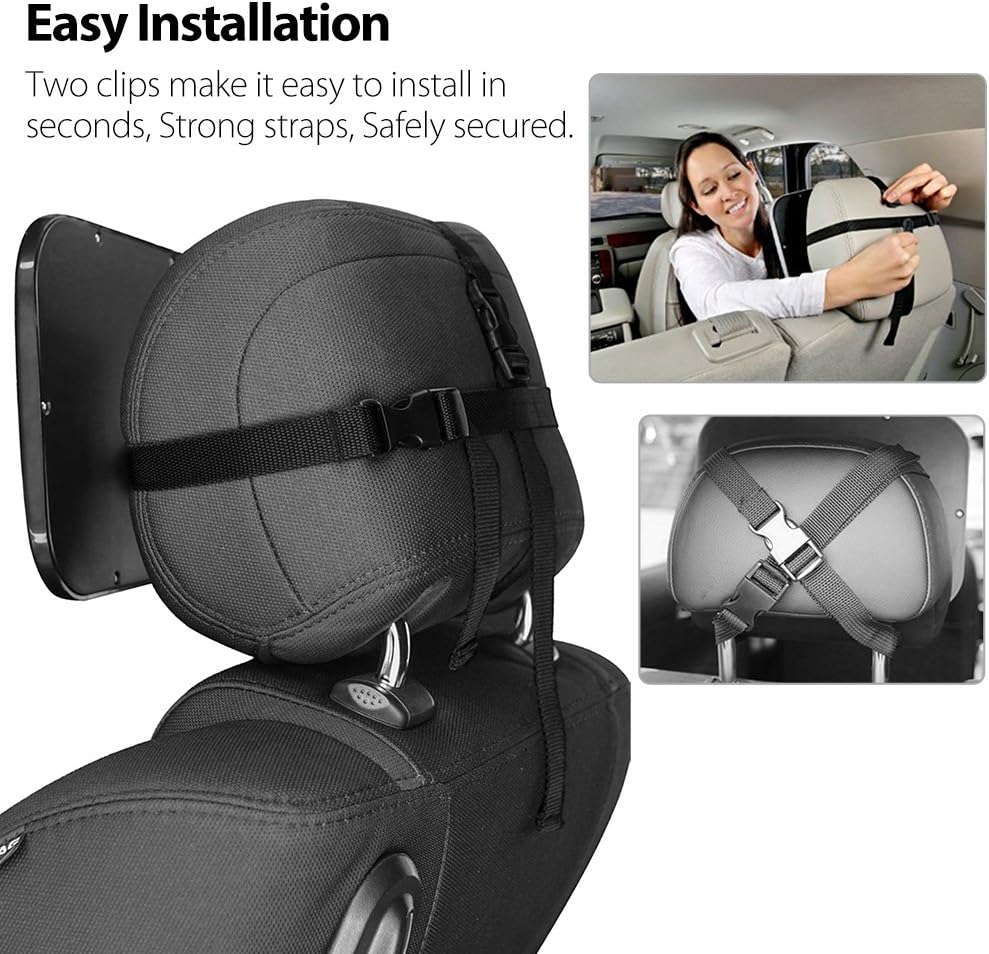 LotFancy Baby Car Mirror, Shatterproof Backseat Mirror, Crystal Clear View of Infant in Rear Facing Car Seat, 360° Adjustable View, Safe, Secure, Non-glass