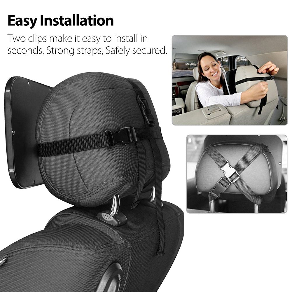 LotFancy Rear Facing Baby Back Seat View Mirror,Safe,Shatter-Proof,Large Size,Clear-Sight