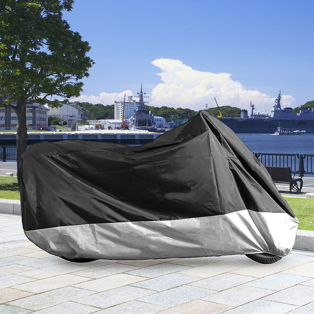 LotFancy Motorcycle Cover - All Weather Deluxe Waterproof Bike Tarp for Scooter Moped Cruiser etc.