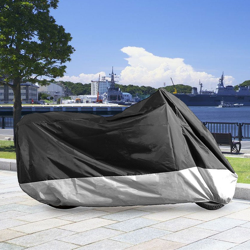 LotFancy Motorcycle Cover - All Weather Deluxe Waterproof Bike Tarp for Scooter Moped Cruiser etc.