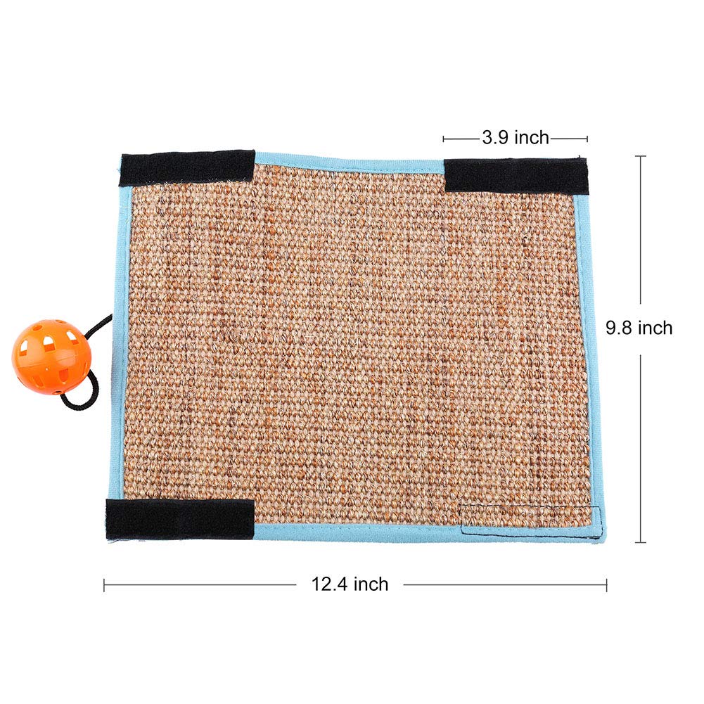 Cat Scratching Mat, Natural Sisal Cat Scratcher Mat with Interactive Ball Toy for Cat Grinding Claws, Kitty Play Scratcher Pad for Protecting Furniture Sofa Couch