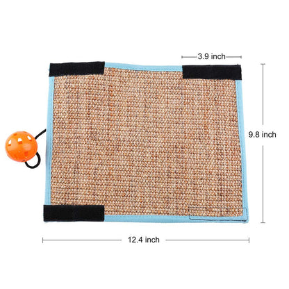 Cat Scratching Mat, Natural Sisal Cat Scratcher Mat with Interactive Ball Toy for Cat Grinding Claws, Kitty Play Scratcher Pad for Protecting Furniture Sofa Couch