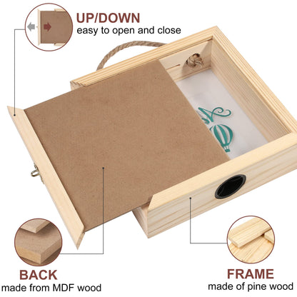 LotFancy Piggy Bank for Kids & Adults, Wooden Adventure Fund Money Bank, 8 x 8 x 2.25 inch, Decorative Shadow Box Saving Bank for Cash Coin Penny Change