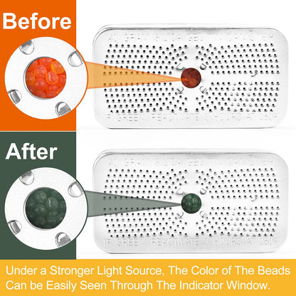 LotFancy 40 Gram Indicating Silica Gel Desiccant Canister, (Orange to Dark Green), Reusable Desiccant Dehumidifier for Car, Closet, Cabinet, No Cobalt II Chloride