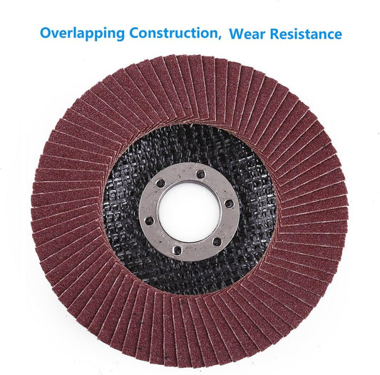 LotFancy Flap Disc 4 1/2 Inch, 10PCS, 120 Grit Grinding Sanding Wheels for Angle Grinder, Aluminum Oxide Abrasive, Type #27, 4.5 x 7/8in