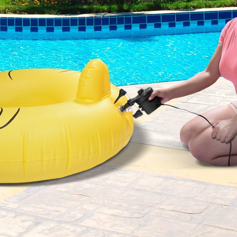 LotFancy Electric Air Pump, 12V DC Air Pump for Inflatables, Portable Inflator/Deflator Pumps for Kayaks, Outdoor Camping, Air Mattress, Air Bed Raft Pool Toys, with 3 Nozzles, Quick-Fill