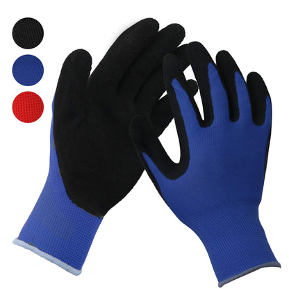 Working Gardening Gloves for Men and Women, 12 Pair, Foam Latex Coated