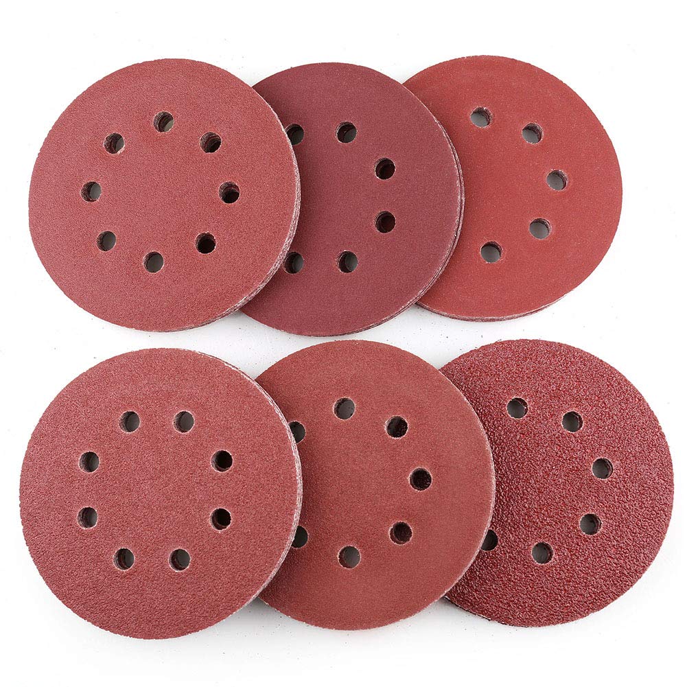 LotFancy Sanding Disc 5 Inch 8 Hole, 40-3000 Grit Assorted Sand Paper, Hook and Loop Sandpaper Assortment, Random Orbital Sander Pads