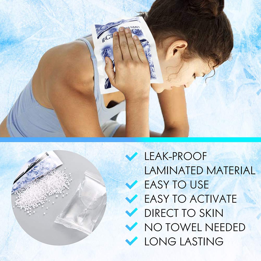 LotFancy Instant Ice Pack, 12PCS Disposable Cold Packs, Cold Therapy Compress for Emergency First Aid, Sports Injuries, Swelling, Toothaches, Sprains, 6 Small and 6 Large
