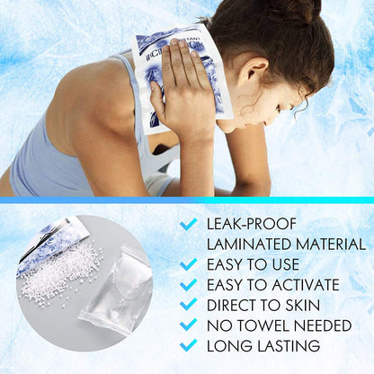 LotFancy Instant Ice Pack, 12PCS Disposable Cold Packs, Cold Therapy Compress for Emergency First Aid, Sports Injuries, Swelling, Toothaches, Sprains, 6 Small and 6 Large