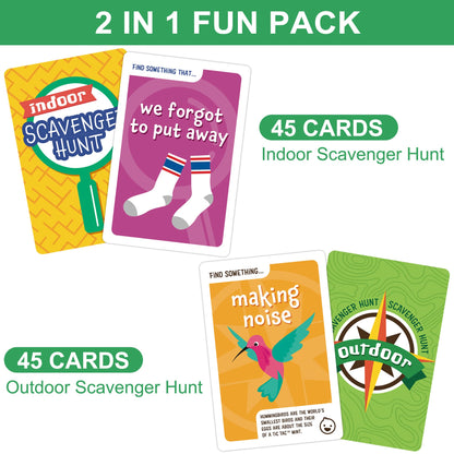 LotFancy Scavenger Hunt Games for Kids, 88 Task Cards, Jumbo Size, Fun Outdoor Indoor Activities Toy, Card Games for Family Game Night, Camping, Party, Gifts for Ages 2+