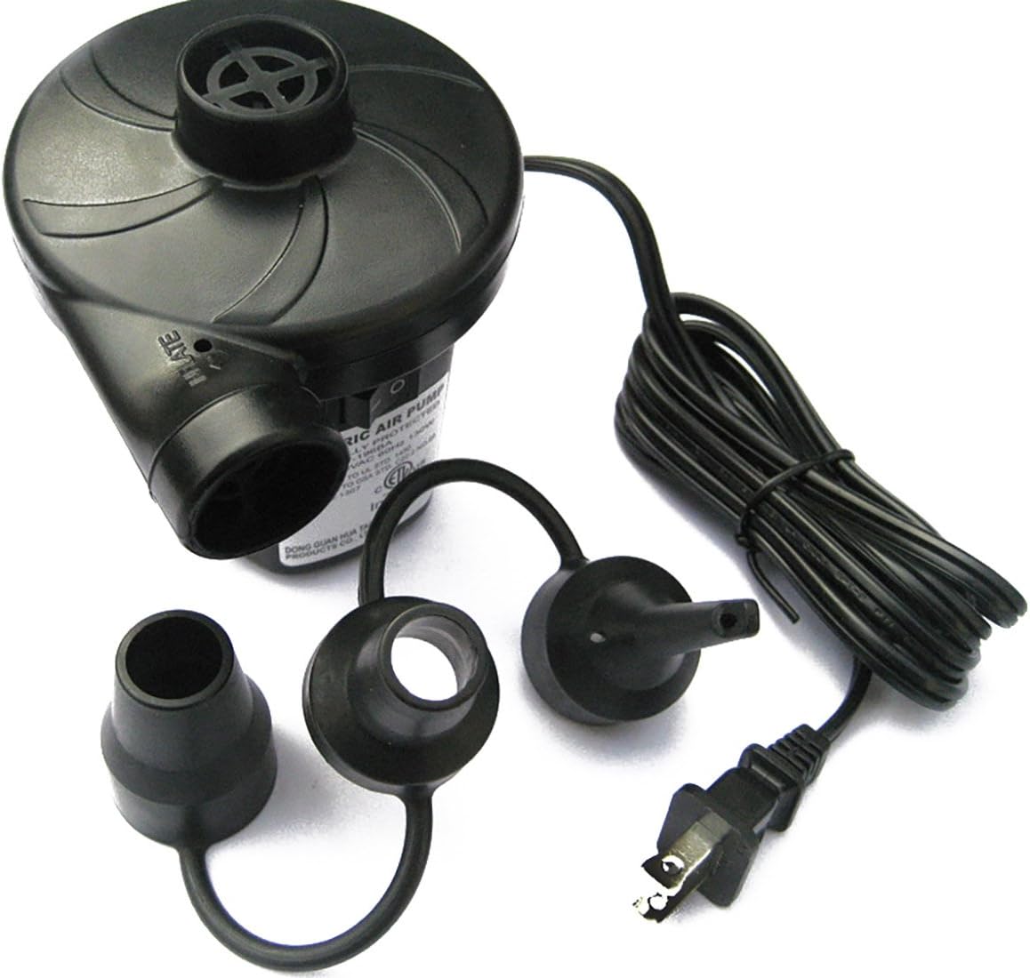 Portable Air Pump for Inflatables - LotFancy 110-120V AC Electric Air Mattress Pump, 3 Pump Nozzles, Replacement for Intex Pump 11961, 66623E