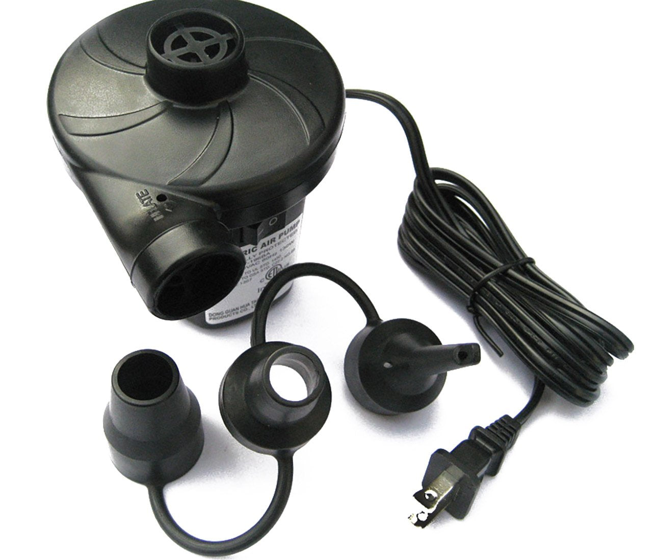 Portable Air Pump for Inflatables - LotFancy 110-120V AC Electric Air Mattress Pump, 3 Pump Nozzles, Replacement for Intex Pump 11961, 66623E