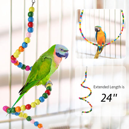 Prime Pets Bird Parakeet Toys, Bird Cage Swing Toys, 13 Pack, Colorful Hanging Bell Hammock Climbing Ladder Toys for Cockatiel, Conure, Finches, Mynah, Love Birds (Copy)