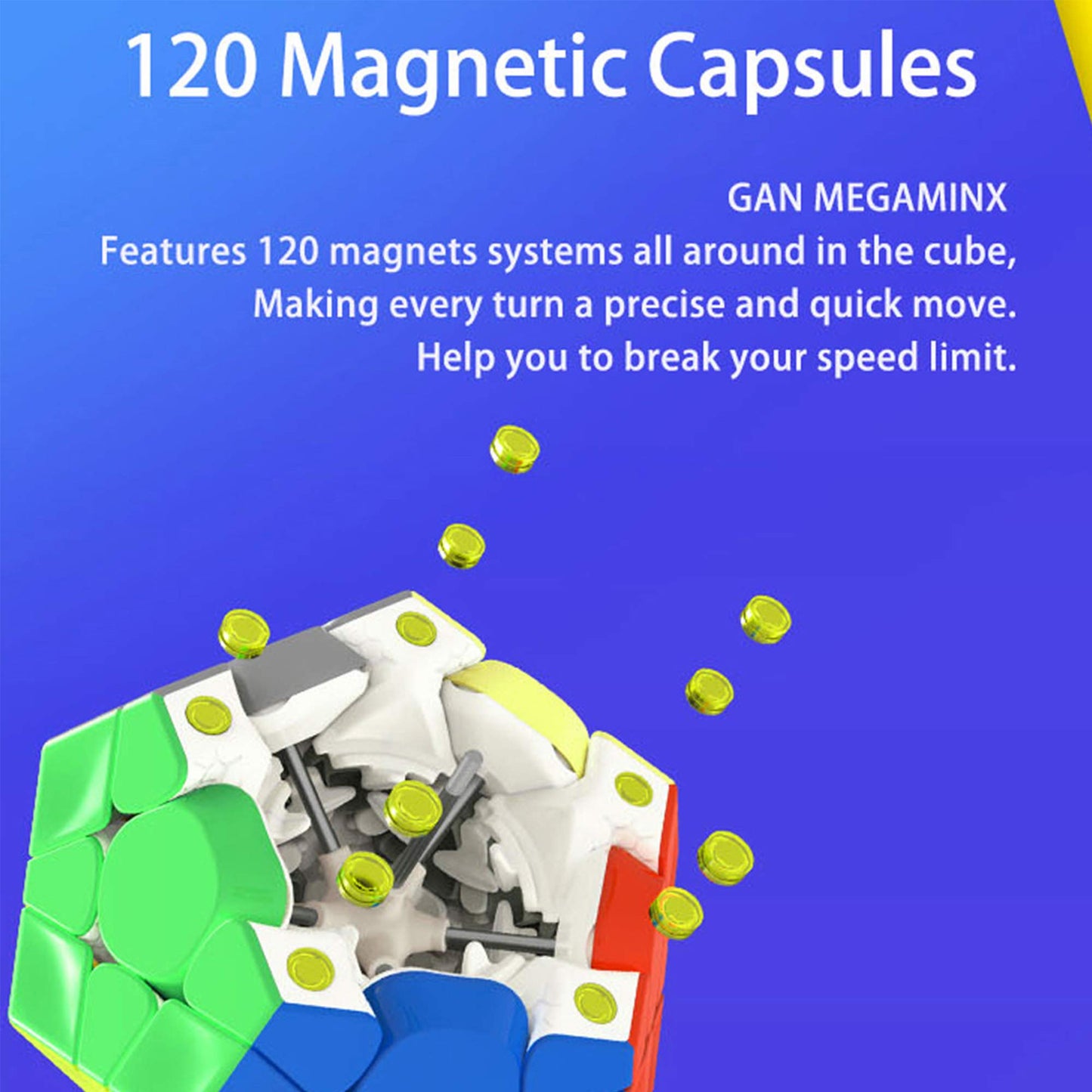 GAN Megaminx M, 3×3 Magnetic Speed Cube, Gans Megaminx M Stickerless 3 by 3 Magic Cube, Pentagonal Dodecahedron Concave Shape Puzzle Toy