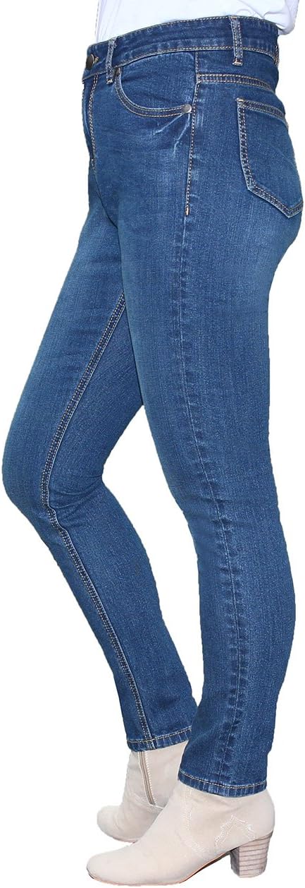 LotFancy Plus Size Straight Stretch Blue Denim Jeans for Women Ladies Girls, Midrise