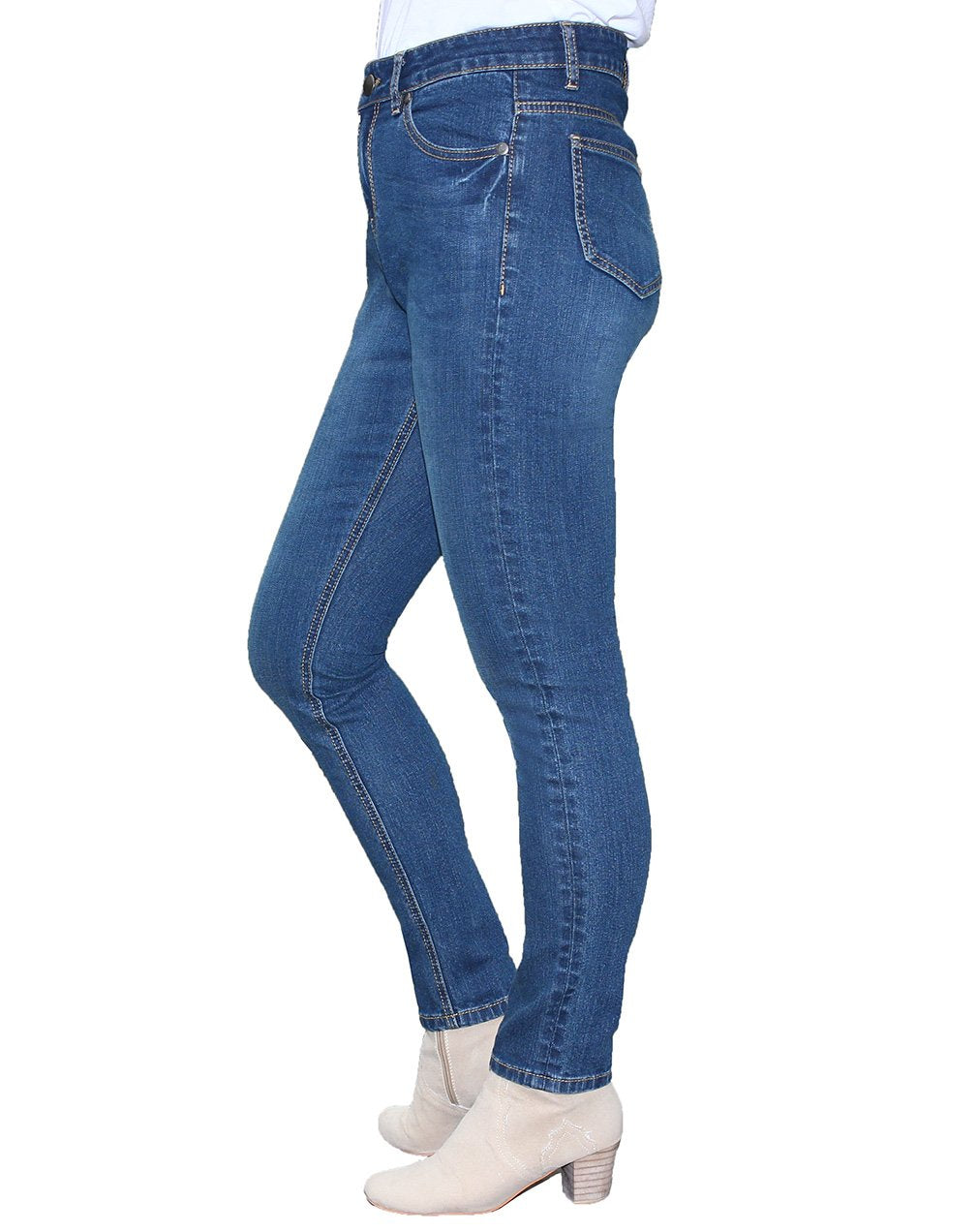 LotFancy Plus Size Straight Stretch Blue Denim Jeans for Women Ladies Girls, Midrise