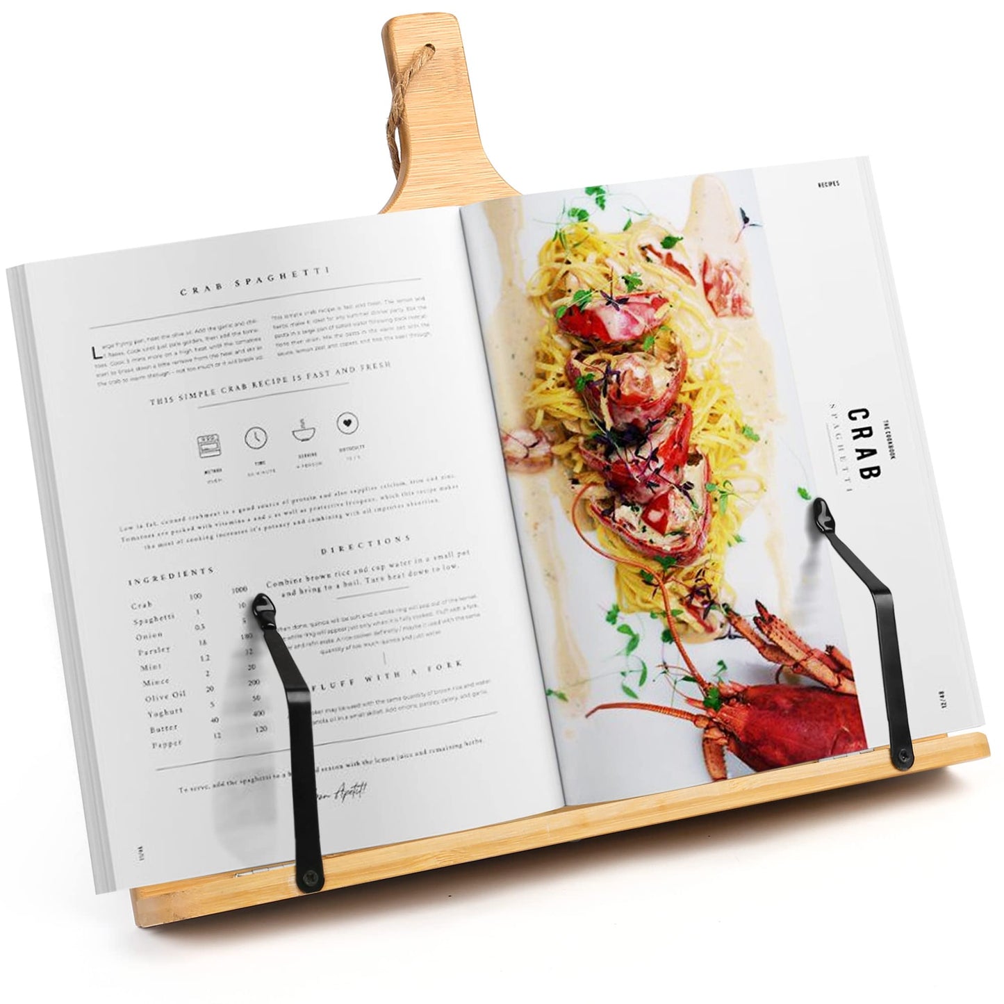 LotFancy Cookbook Stand, 13.4” x 9.5” Adjustable Foldable Book Holder