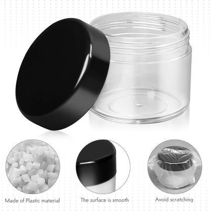 20 Pack Sample Containers with Lids, 0.7 Oz Clear Plastic Jars, Refillable Tiny Cosmetic Jars for Makeup, Powder