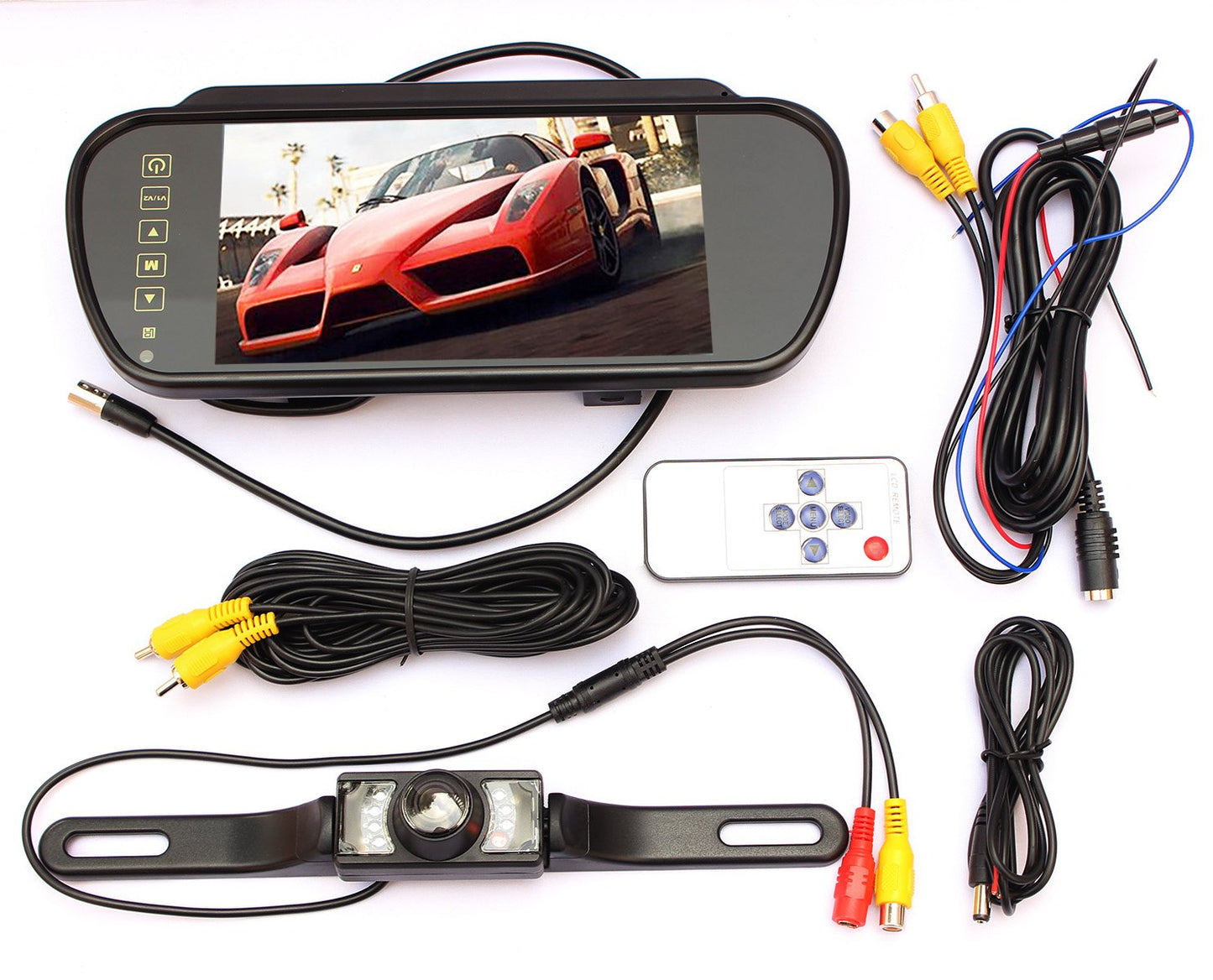 LotFancy 7 Inch 16:9 TFT Color LCD Widescreen Car Rear View Monitor Bundle with Remote and Waterproof Camera